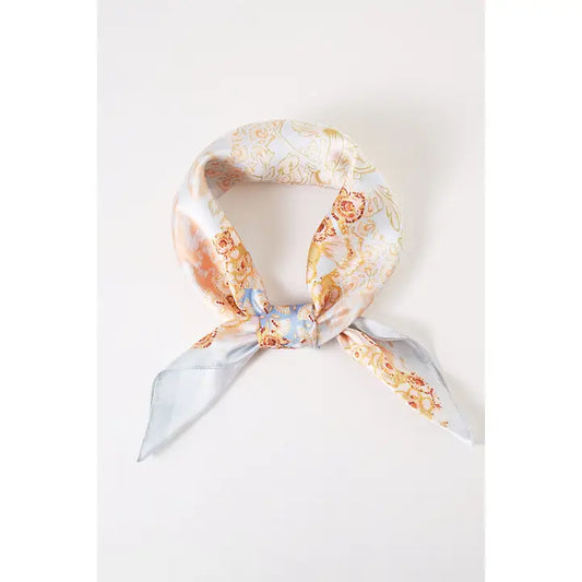 Abstract Floral Print Bandana - Peach/Blue