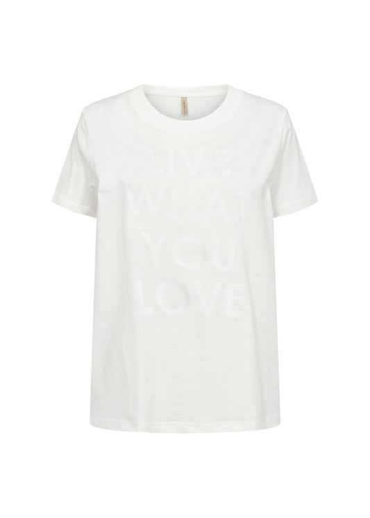 Live What You Love in Off White T Shirt