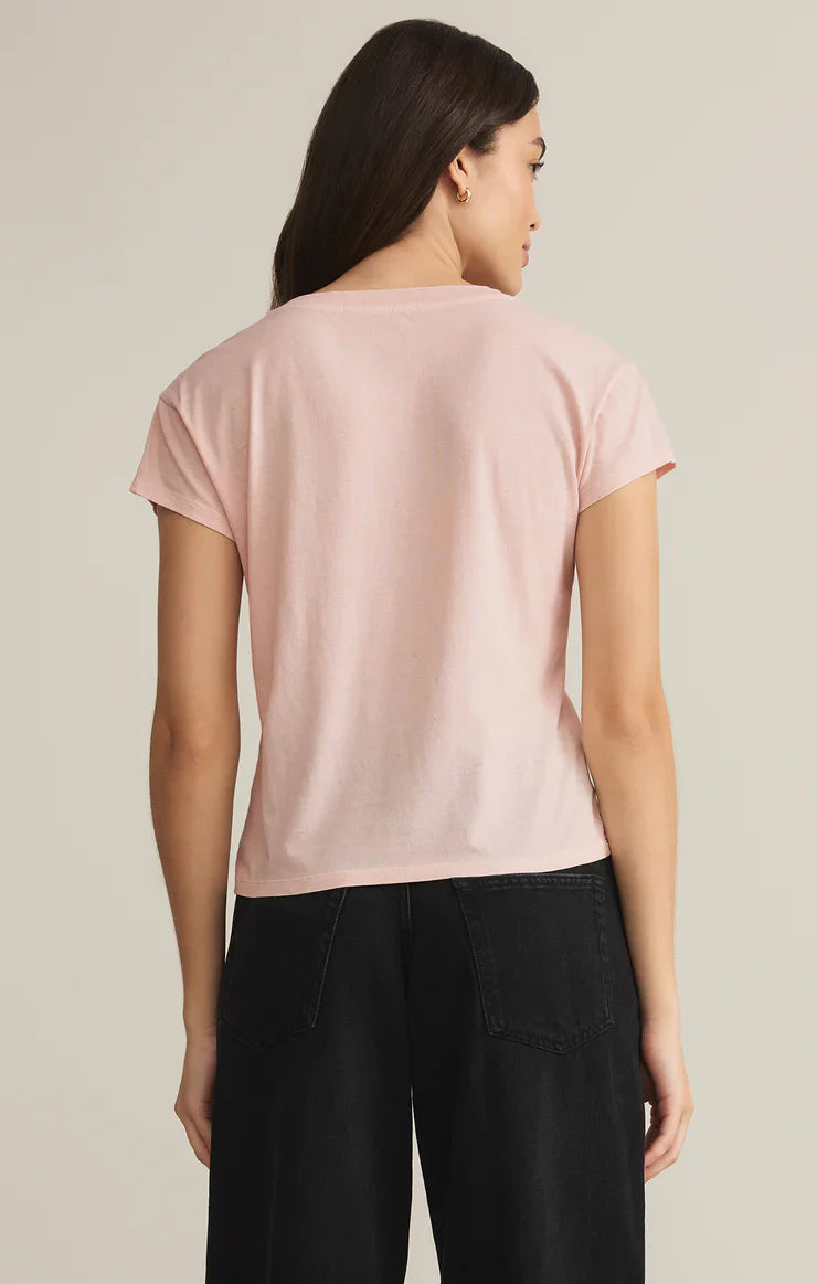 Modern V- Neck Tee - Pink Salt