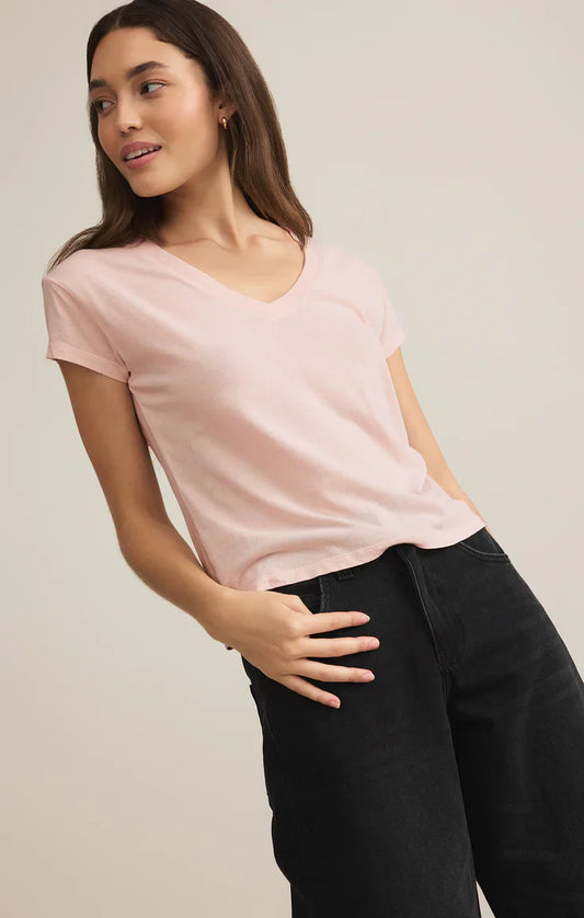 Modern V- Neck Tee - Pink Salt