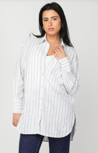 Super Oversized Striped Button Up