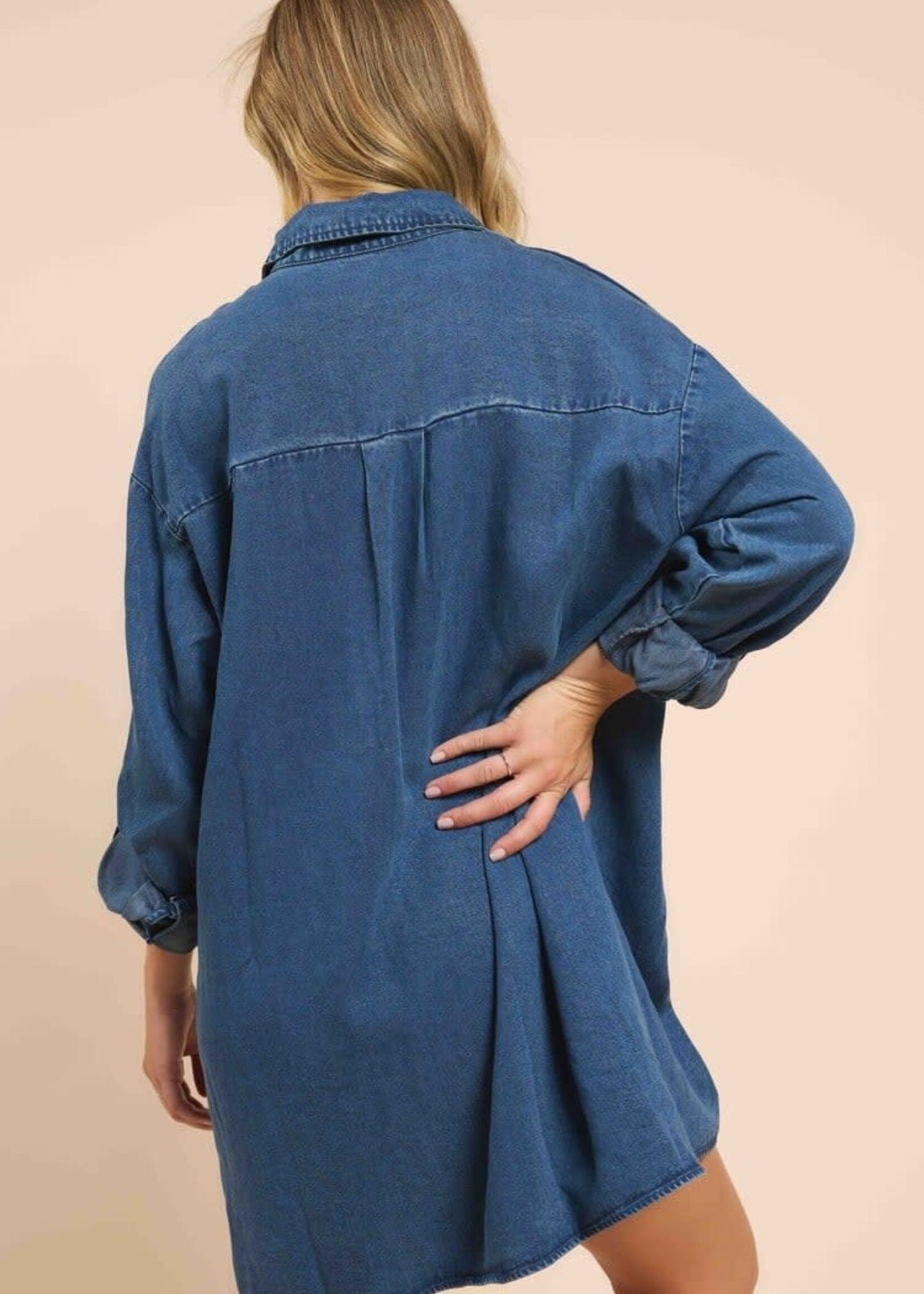 It's Pouring Collar Denim Dress