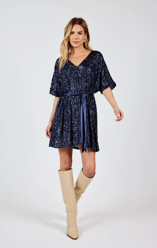 Sky High V-Neck Sequin Dress