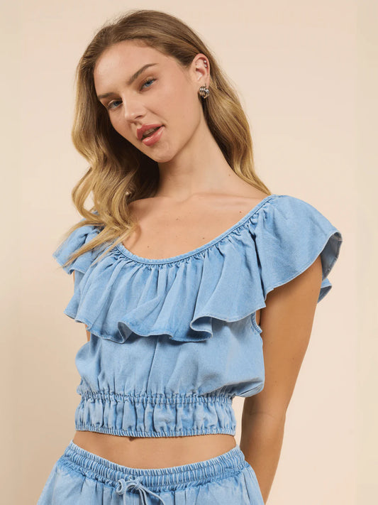 It's Pouring Wide Ruffle Top