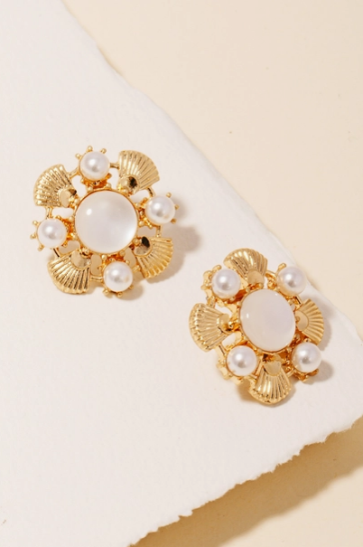 Antique Styled Intricate Stud Earrings -