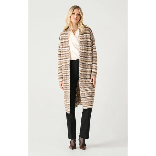 TEXTURED STRIPE OPEN CARDIGAN