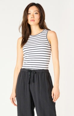 Waffle Knit Tank in Striped (Black & White)