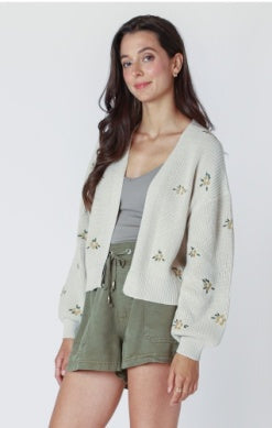 Natural Embroidered Cardigan