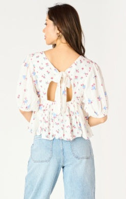 Spring Floral Tie Back Top