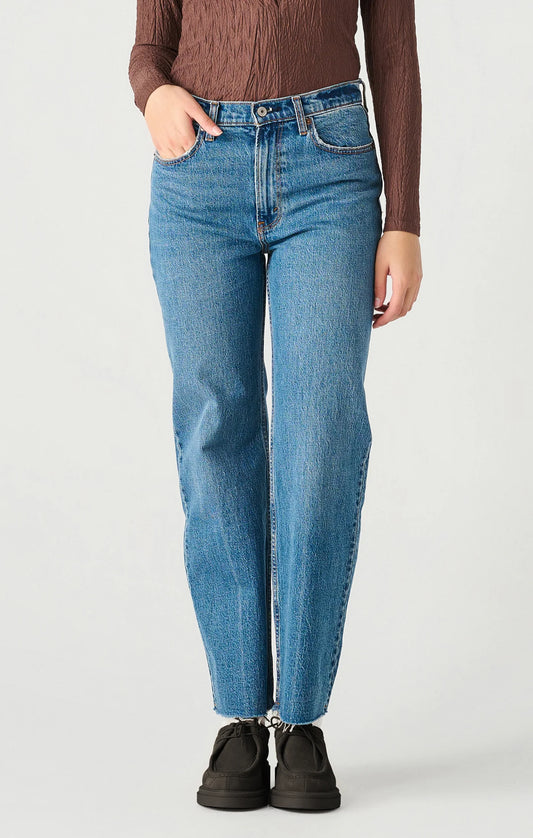 Frayed Hem Straight Leg Jean